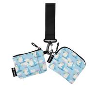 Monederos de pingüino azul de dibujos animados para mujer, tarjeteros, organizador de tarjetas de gran capacidad, con bolsillo con cremallera para mujer, 2 piezas billetera de mujer para tarjetas