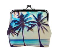 Monederos de playa con 1 estampado de palmeras y hebilla, vintage, con cierre de beso, monedero, monedero, monedero, monedero para mujer, moda, Negro -, Talla única, Vintage