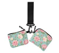 Monederos de primavera con diseño de flores frescas para mujer, bonitos, a la moda, para tarjetas de crédito, monedero con bolsillo con cremallera para damas, 2 paquetes, Spring Peach Fresh Flowers, 1