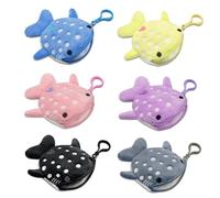 Monederos de tiburón ballena de 6 colores, bonita cartera de tiburón, llavero de felpa con cremallera, cartera pequeña de peces con gancho de doble bucle para regalos de fiesta de mujer, Paquete de 6