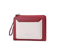 Monederos ID Cartera corta Color sólido Cremallera Monedero Múltiples Tarjeteros Clutch Bag Monederos Mujer Grande Rojo, rojo, talla única