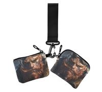 Monederos marrones para mujer, diseño de guerrero vikingo, monedero pequeño portátil con cremallera y correa de muñeca para mujer, 2 unidades, Guerrero vikingo feroz marrón, 1 size, Casual
