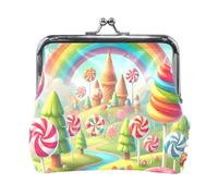 Monederos, monedero de material reciclado para mujer, diseño de azulejos, color beige, Floral Candy Land Rainbow, one size, Floral Candy Land Rainbow