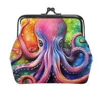 Monederos, monederos coloridos de pulpo marino, mini monedero portátil con cierre de beso para mujeres y niñas, Multicolor 2, 4.3x4.7 in/11x12 cm, Monedero