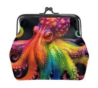 Monederos, monederos coloridos de pulpo marino, mini monedero portátil con cierre de beso para mujeres y niñas, Multicolor 1, 4.3x4.7 in/11x12 cm, Monedero