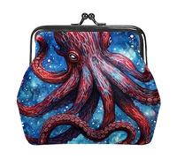 Monederos, monederos de pulpo en el cielo, mini monedero portátil con cierre de beso para mujeres y niñas, Multicolor 2, 4.3x4.7 in/11x12 cm, Monedero