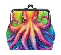 Monederos, monederos de pulpo en el océano, mini monedero portátil con cierre de beso para mujeres y niñas, Multicolor 9, 4.3x4.7 in/11x12 cm, Monedero