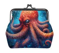 Monederos, monederos de pulpo estrellado galaxia, mini monedero portátil con cierre de beso para mujeres y niñas, Multicolor 6, 4.3x4.7 in/11x12 cm, Monedero