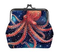 Monederos, monederos de pulpo estrellado galaxia, mini monedero portátil con cierre de beso para mujeres y niñas, Multicolor 1, 4.3x4.7 in/11x12 cm, Monedero