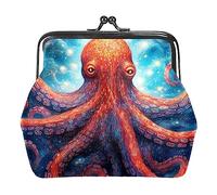 Monederos, monederos de pulpo estrellado galaxia, mini monedero portátil con cierre de beso para mujeres y niñas, Multicolor 6, 4.3x4.7 in/11x12 cm, Monedero