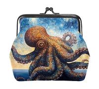 Monederos, monederos de pulpo estrellado galaxia, mini monedero portátil con cierre de beso para mujeres y niñas, Multicolor 1, 4.3x4.7 in/11x12 cm, Monedero