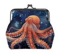 Monederos, monederos de pulpo estrellado galaxia, mini monedero portátil con cierre de beso para mujeres y niñas, Multicolor 10, 4.3x4.7 in/11x12 cm, Monedero