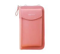 Monederos para cartera de embrague, bolso de teléfono móvil de moda, moda coreana, gran capacidad, cartera de doble capa, bolso de hombro multifuncional para mujer, cartera grande, Rojo sandía, talla