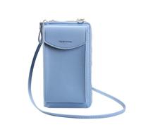 Monederos para cartera de embrague, bolso de teléfono móvil de moda, moda coreana, gran capacidad, cartera de doble capa, bolso de hombro multifuncional para mujer, cartera grande, azul, talla única