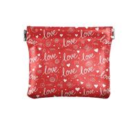 Monederos para herramientas de cocina, color negro, portátil, de piel sintética, monedero pequeño para tarjetas de crédito, llaves, lápiz labial, tamaño 4.3 x 3.7 pulgadas, Love Hearts Dots Red, one