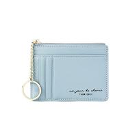 Monederos para mujer, color negro, para tarjetas de identificación, cartera para mujer, bolso de embrague para hombre, cartera plana, azul celeste, talla única
