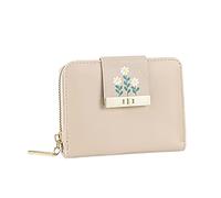 Monederos para mujer con estampado de color sólido para mujer, bolso con cremallera, múltiples compartimentos para tarjetas, bolso de embrague para teléfono móvil con billetera, beige, talla única