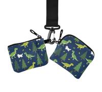Monederos para mujer, tarjetero, monedero, monedero | Linda moda, con llavero, 2 piezas, trabajo de oficina, amigos de dinosaurios de Forestland