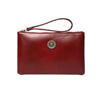 Monederos para mujer vintage de piel de vacuno, bolso largo para mujer, mini bolsillo para teléfono móvil y monedero, monederos para mujer, negro, rojo, talla única