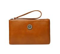 Monederos para mujer vintage de piel de vacuno, bolso largo para mujer, mini bolsillo para teléfono móvil y monedero, monederos para mujer, negro, marrón, talla única