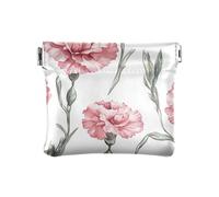 Monederos rústicos de cuero para mujeres y hombres, monederos de piel con diseño de claveles de melocotón elegante, bolsillo para monedas para mujer, Claveles rústicos de melocotón, 4.33"(L) x