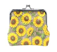 Monederos verdes con diseño de trébol y arco iris, sin cremallera, monedero de piel sintética para mujer, Girasoles, hojas verdes, rústicas, one size, Girasoles, hojas verdes, rústicas