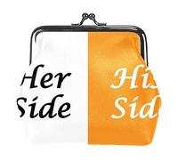 Monederos vintage para cambiar monederos con texto en inglés "Her Side and His Side", color blanco y naranja, Como se muestra en la imagen, Talla única, Organizador de bolsas