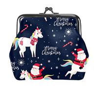 Monederos vintage para cambio, carteras de Feliz Navidad, Papá Noel, Ubicorn, caramelos, copo de nieve, azul marino, Como se muestra en la imagen, Talla única, Organizador de bolsas