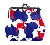 Monederos vintage para cambio, monedero, cartera, azul, mapa de Australia, silueta de canguro rojo, Como se muestra en la imagen, Talla única, Organizador de bolsas