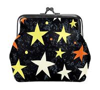 Monederos vintage para cambio, monederos, estrellas coloridas sobre fondo negro, Como se muestra en la imagen, Talla única, Organizador de bolsas