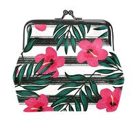 Monederos vintage para cambio, monederos, hojas tropicales, flores rojas, rayas negras, Como se muestra en la imagen, Talla única, Organizador de bolsas