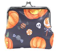 Monederos y bolsas de piel personalizados, lindas calabazas de Halloween, caramelos, divertidos besos, hebilla para cambiar, tarjetero, Calabazas de Halloween Candy Fun, UNITALLA, Classic, Calabazas
