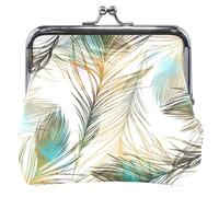 Monederos y bolsas personalizadas para mujer, elegante pluma blanca con cierre de beso con hebilla para cambio de tarjetas para niñas, Elegante pluma blanca, UNITALLA, Classic, Elegante pluma blanca