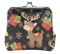 Monederos y bolsas personalizadas para mujer, renos festivos, color negro, con cerradura de beso, Festive Rindeer Black, UNITALLA, Festive Rindeer Black, UNITALLA, Classic