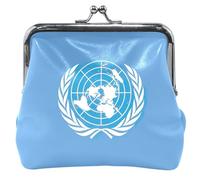 Monederos y bolsos de cuero personalizados con diseño de bandera de las Naciones Unidas con cierre de beso para tarjetas, Bandera de las Naciones Unidas, Classic