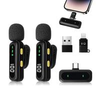 Monemey Micrófono inalámbrico para iPhone/Android, Mini Microfono Inalambrico para Movil, Portátil Micrófono para Video, Youtube, TikTok, Vlog, Facebook, Podcast y Streaming Profesional