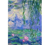 Monet Water Lilies LARGE Sketchbook: 8.25" x 11" Unlined Notebook, 120 Blank Pages for Drawing