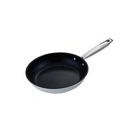 Moneta Accordo Inox, Sartén de Inducción Antiadherente y Antiarañazoscon con Revestimiento Exterior de Acero Inoxidable Cepillado, Apta para Todas las Cocinas, Apta para el Lavavajillas, 28 cm
