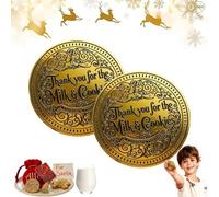 Moneta D'oro di Babbo Natale Grazie per il Latte e i Biscotti, moneta ricordo per Bambini, ricordo in lega D'oro per riempire le calze, Regalo per la benedizione Della famiglia e Souvenir (2PC)