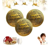 Moneta D'oro di Babbo Natale Grazie per il Latte e i Biscotti, moneta ricordo per Bambini, ricordo in lega D'oro per riempire le calze, Regalo per la benedizione Della famiglia e Souvenir (3PC)