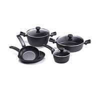 Moneta Etnea Juego de 8 Piezas: Sartenes 20 y 26 cm, Cacerola 1 Asa 16 cm, Cacerola Grande 24 cm 2 Asas, Cacerola 28 cm, Tapas 16, 24 y 28 cm con borde Inoxidable