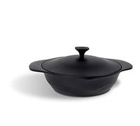 Moneta Lirica Cazuela con 2 Asas y con Tapa, Revestimiento Exterior Negro Satinado Antiadherente y Antiarañazos, Apta para Todo Tipo de Cocinas, Apta para el Lavavajillas, 26 cm