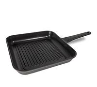 Moneta Lirica Grill, Sartén de Inducción con Revestimiento Exterior Negro Satinado Antiadherente y Antiarañazos, Apta para Todo Tipo de Cocinas, Apta para el Lavavajillas, 28x28 cm
