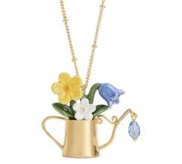 Monetais Collar de flores, collar de ramo de flores, colgante de regadera de oro con de resina y dije de gota azul, cadena chapada en oro con cuentas - blanco, amarillo, azul