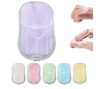 Monetais Jabón de Papel portátil, 6 cajas/300 Hojas, Hoja de Escamas de jabón para Lavado de Manos, Carcasa de PP desechable para Viajes de Hotel y Acampada al Aire Libre