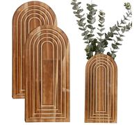 Monetais Paquete de 2 maceteros de Pared de Madera, jarrón de Pared de Madera marrón Claro Natural con diseño de Arco para macetero de de Flores secas o Artificiales