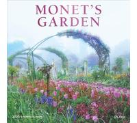 Monet's Garden - Calendario mensual cuadrado de pared 2025 de 12 x 24 pulgadas, cubierta estampada de aluminio, Platón, artista impresionista al aire libre