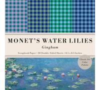 Monet's Water Lilies Gingham Classic Art Color Palette Scrapbook Paper: 20 Double-Sided Sheets for Decorative Paper Projects, Junk Journals, Decoupage ... and Mixed Media | 8.5x8.5 in (21.6x21.6 cm)