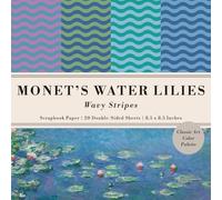 Monet's Water Lilies Wavy Stripes Classic Art Color Palette Scrapbook Paper: 20 Double-Sided Sheets for Decorative Paper Projects, Junk Journals, ... and Mixed Media | 8.5x8.5 in (21.6x21.6 cm)