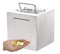 Money Bank For Adults - 6inch Stainless Steel Unbreakable Reusable Bank - Cash Savings Box - For Birthday Christmas Special Occasions New Year Kids Company Offices Study Bedroom Living Room Home